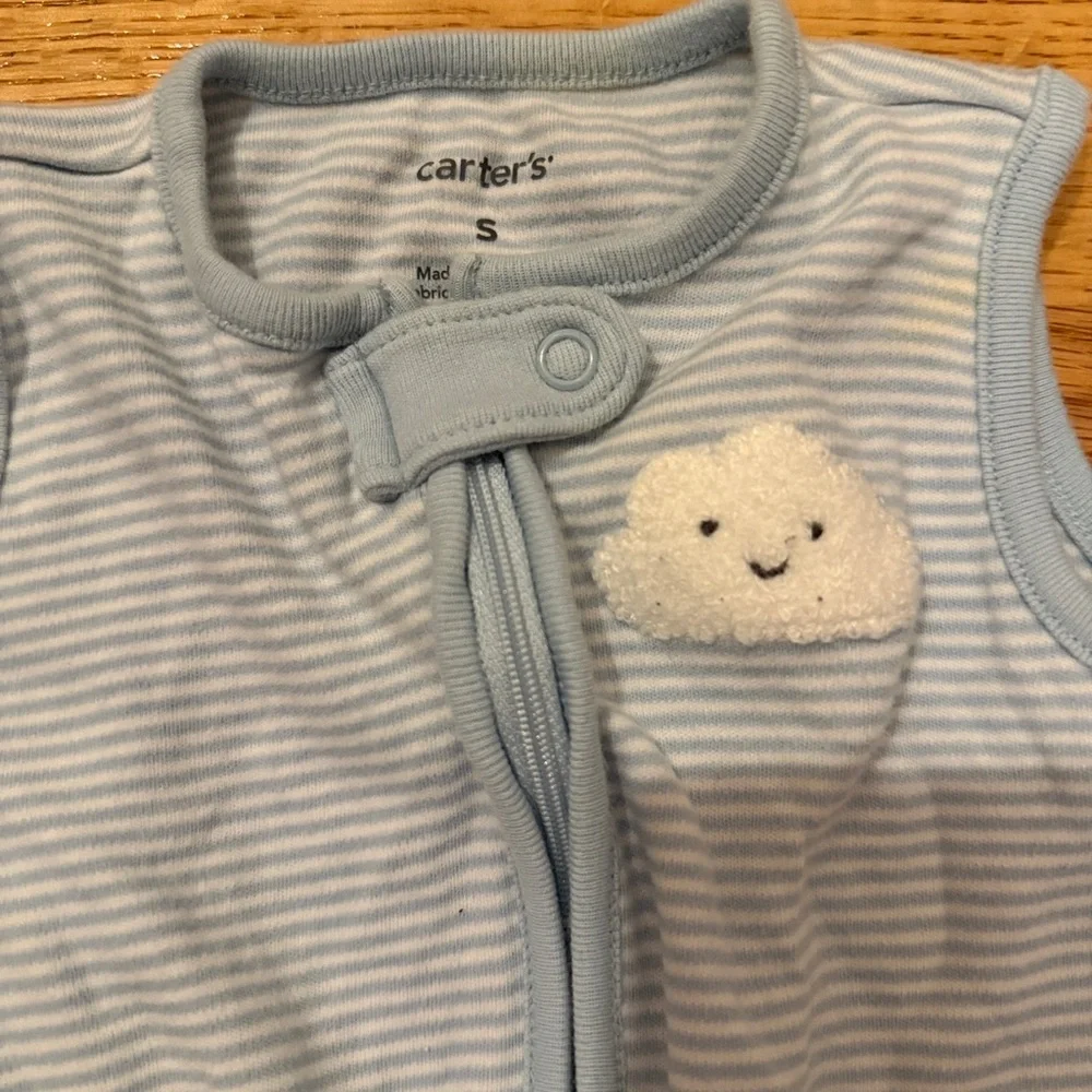 Carter's Light Blue Sleep Sacks with Clouds and Elephants